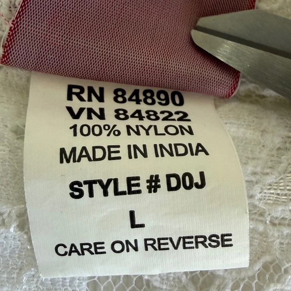 Vintage Tudor Court‎ White Floral Cut Out Open Cardigan Large Lagenlook Spring
